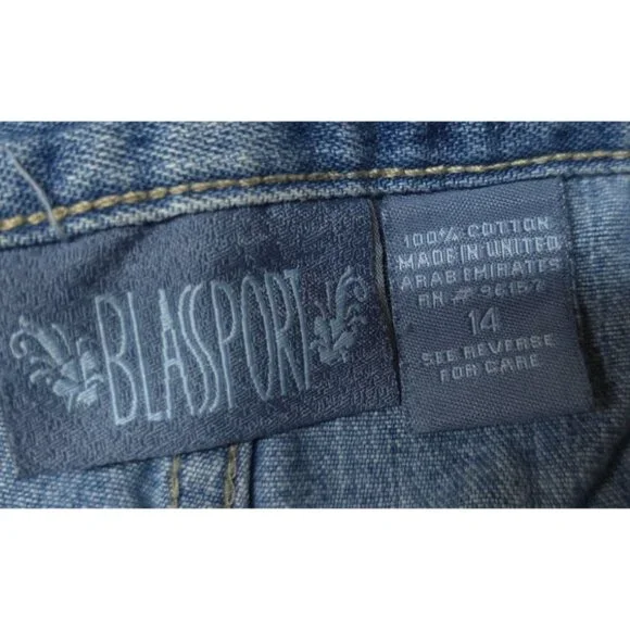 Vtg Blassport Womens 14 Stretch High Rise Med Wash Wide Leg Denim Shorts W34xL5 - Picture 11 of 11